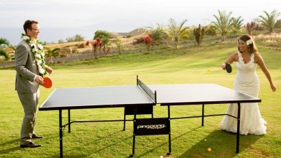 mesa de ping pong en una boda