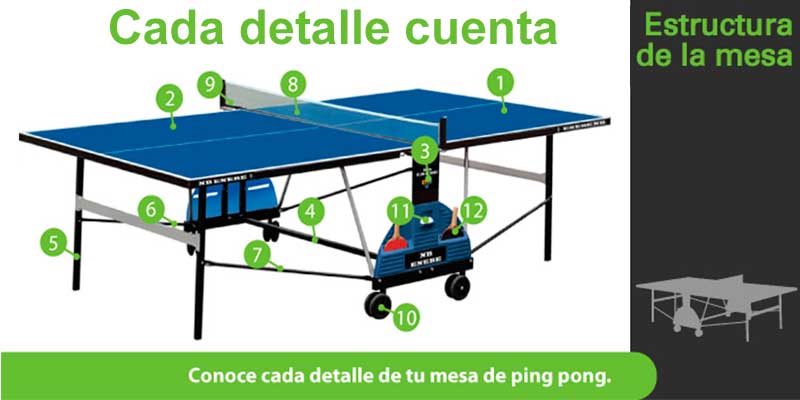 partes de la mesa de ping pong de exterior