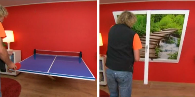 mesa de ping pong anclada en la pared